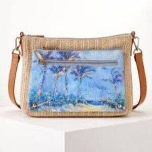 Leoma Lovegrove Tropical Crossbody Bag Purse Ocean Beach Straw Shoulder Purse